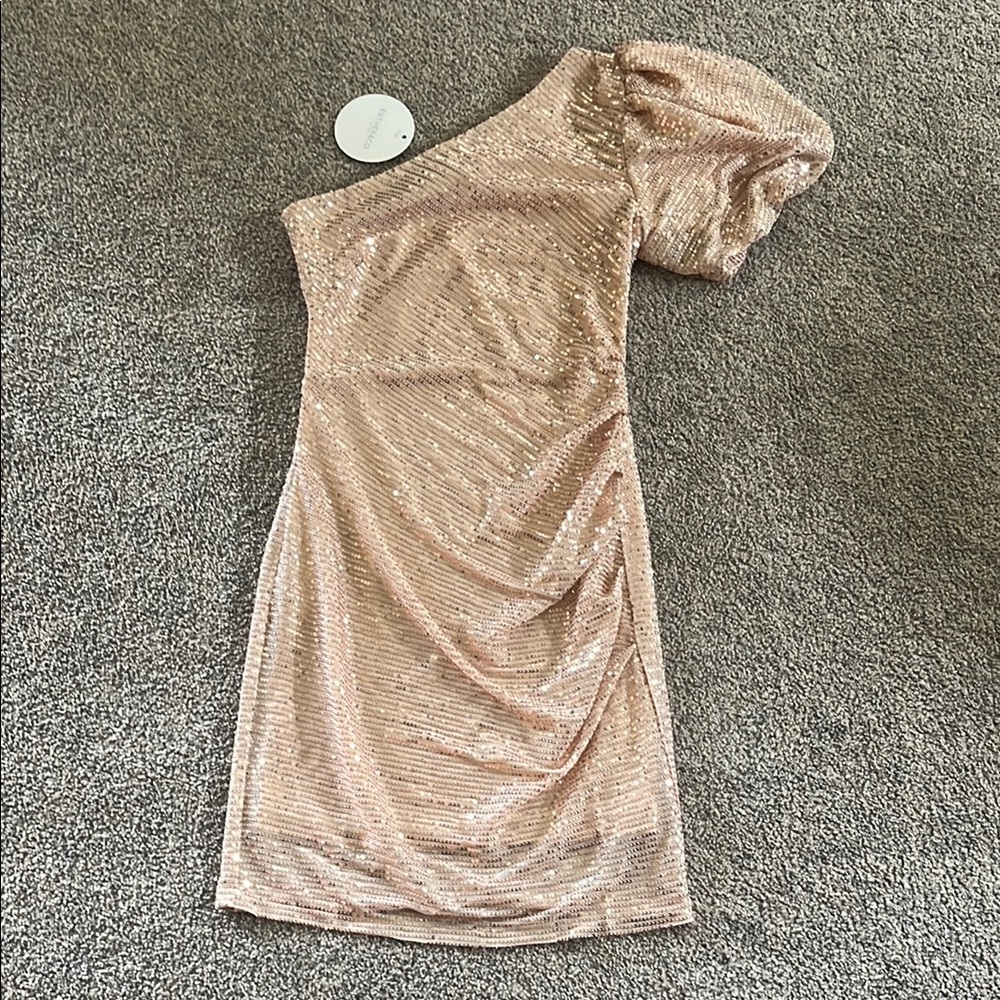 Esther&CO Rose Gold One Shoulder Bodycon Dress Size: 8/S
